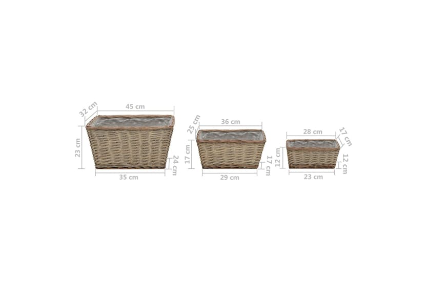 vidaXL 246834 Raised Bed 3 Pcs Wicker With Pe Lining vidaXL 246834 Raised Bed 3 Pcs Wicker With Pe Lining