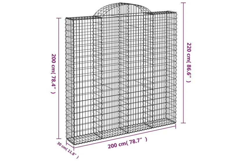 vidaXL 153490 Arched Gabion Basket 200x30x200/220cm Galvanised Iron vidaXL 153490 Arched Gabion Basket 200x30x200/220cm Galvanised Iron