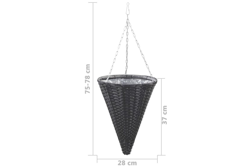 vidaXL 46955 Hanging Flower Baskets 2 Pcs Poly Rattan Black vidaXL 46955 Hanging Flower Baskets 2 Pcs Poly Rattan Black