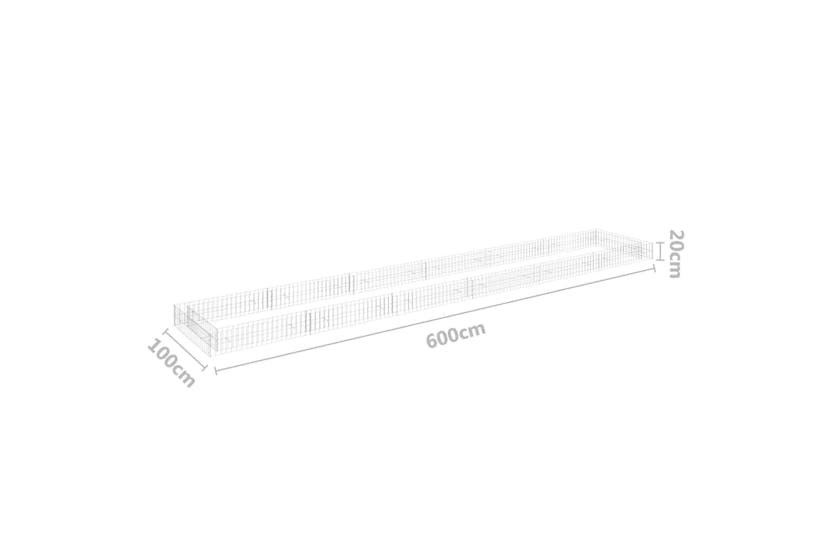 vidaXL 151316 Gabion Raised Bed Galvanised Steel 600x100x20cm vidaXL 151316 Gabion Raised Bed Galvanised Steel 600x100x20cm