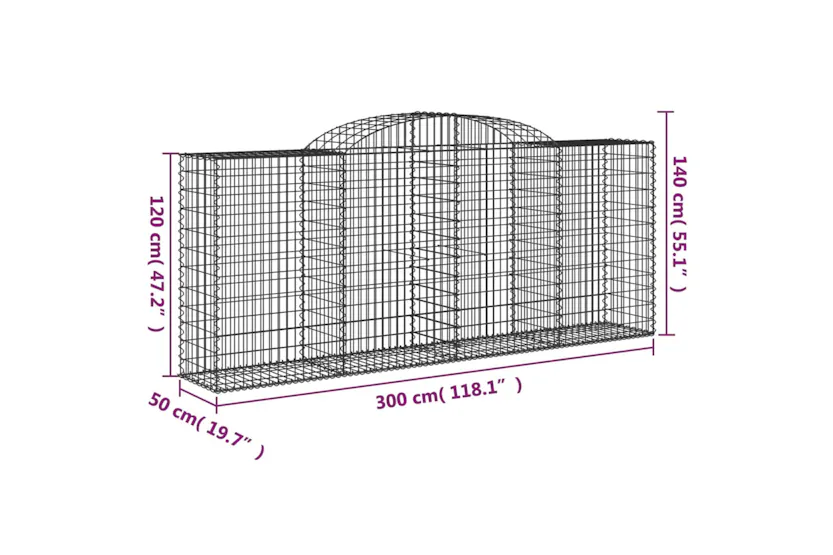 vidaXL 153516 Arched Gabion Basket 300x50x120/140cm Galvanised Iron vidaXL 153516 Arched Gabion Basket 300x50x120/140cm Galvanised Iron