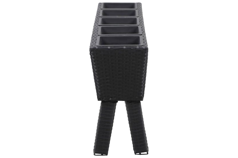 vidaXL 46958 Garden Raised Bed With Legs And 5 Pots 118x25x50cm Poly Rattan Black vidaXL 46958 Garden Raised Bed With Legs And 5 Pots 118x25x50cm Poly Rattan Black