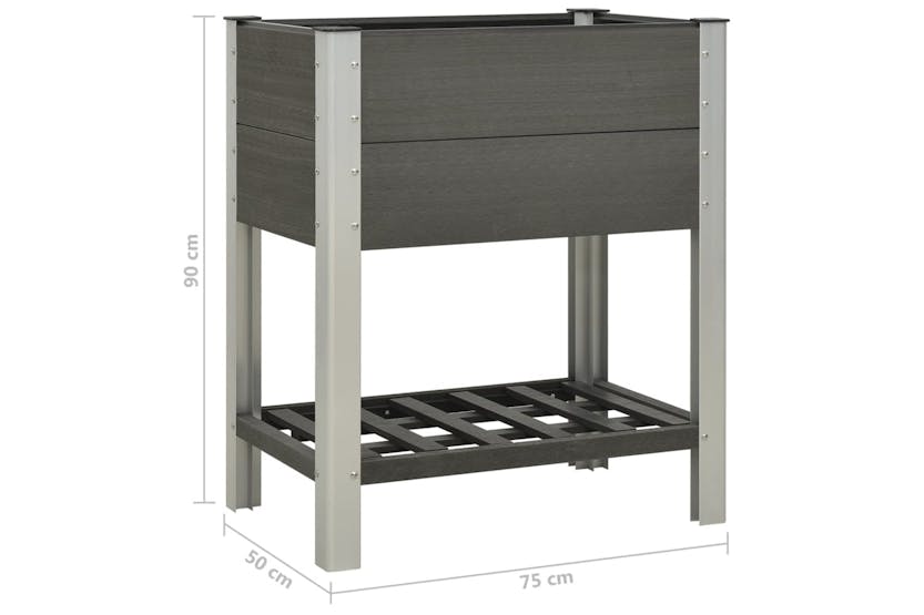 vidaXL 149014 Garden Raised Bed With Shelf 75x50x90cm Wpc Grey vidaXL 149014 Garden Raised Bed With Shelf 75x50x90cm Wpc Grey