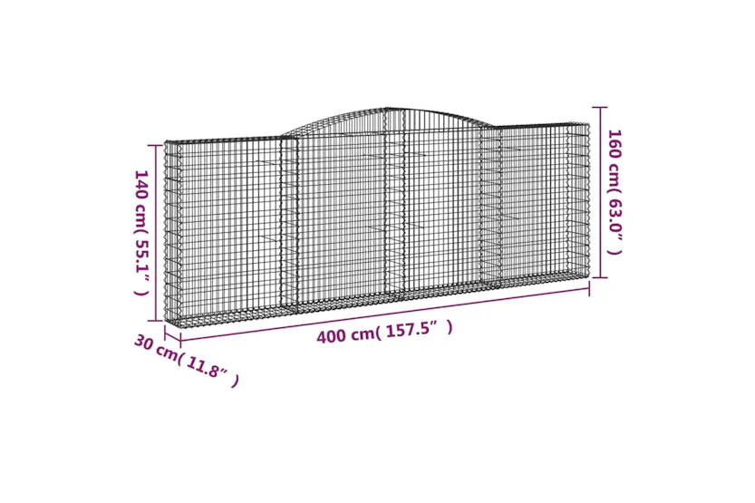 vidaXL 153527 Arched Gabion Basket 400x30x140/160cm Galvanised Iron vidaXL 153527 Arched Gabion Basket 400x30x140/160cm Galvanised Iron