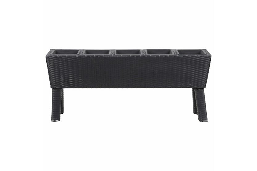 vidaXL 46958 Garden Raised Bed With Legs And 5 Pots 118x25x50cm Poly Rattan Black vidaXL 46958 Garden Raised Bed With Legs And 5 Pots 118x25x50cm Poly Rattan Black