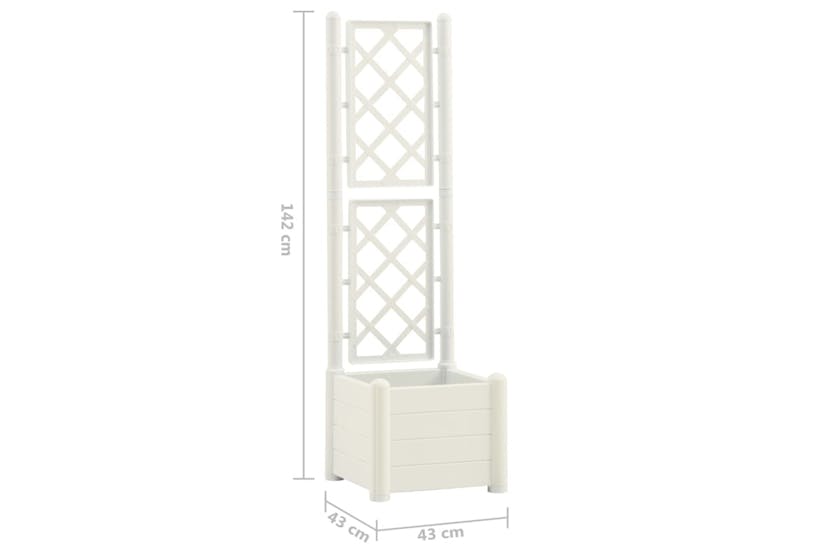 vidaXL 313979 Garden Planter With Trellis 43x43x142cm Pp White vidaXL 313979 Garden Planter With Trellis 43x43x142cm Pp White