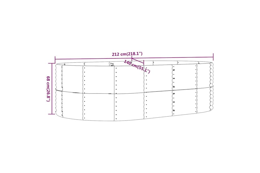 vidaXL 319094 Garden Raised Bed Grey 212x140x68cm Powder-coated Steel vidaXL 319094 Garden Raised Bed Grey 212x140x68cm Powder-coated Steel