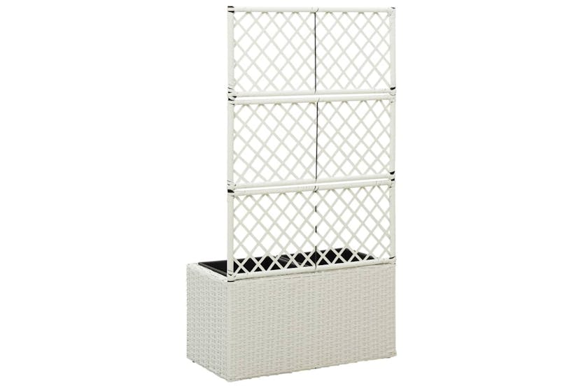 vidaXL 316369 Trellis Raised Bed With 2 Pots 58x30x107cm Poly Rattan White vidaXL 316369 Trellis Raised Bed With 2 Pots 58x30x107cm Poly Rattan White
