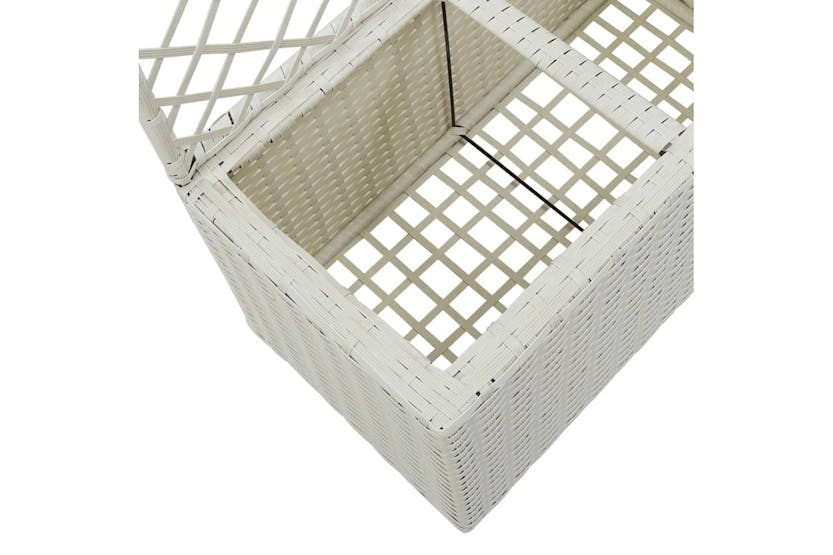 vidaXL 316369 Trellis Raised Bed With 2 Pots 58x30x107cm Poly Rattan White vidaXL 316369 Trellis Raised Bed With 2 Pots 58x30x107cm Poly Rattan White