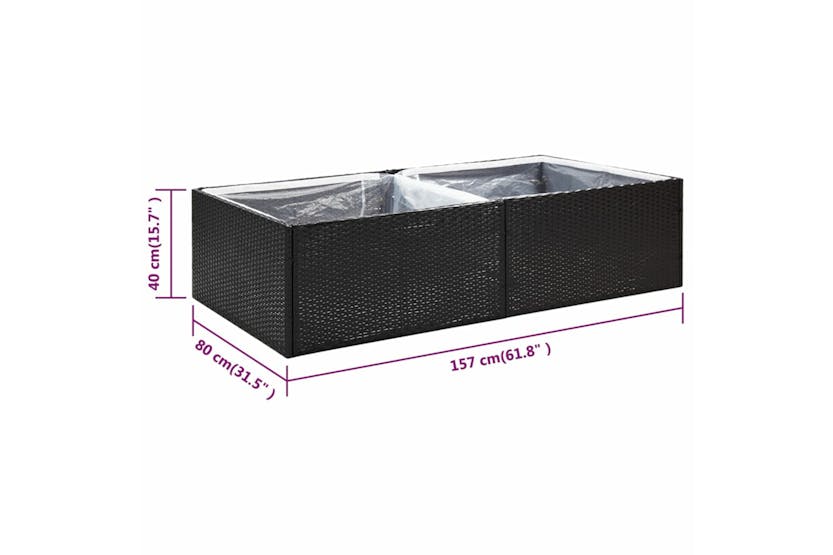 vidaXL 319172 Garden Planter Black 157x80x40cm Poly Rattan vidaXL 319172 Garden Planter Black 157x80x40cm Poly Rattan
