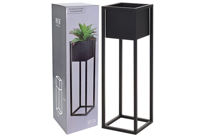 H&s Collection Flower Pot On Stand Metal Black 70 Cm H&s Collection Flower Pot On Stand Metal Black 70 Cm