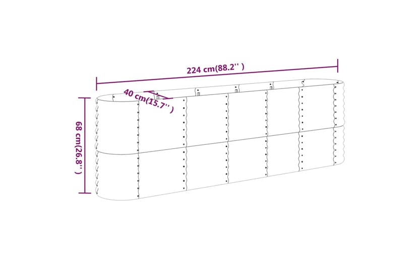 vidaXL 318902 Garden Raised Bed Powder-coated Steel 224x40x68cm Silver vidaXL 318902 Garden Raised Bed Powder-coated Steel 224x40x68cm Silver