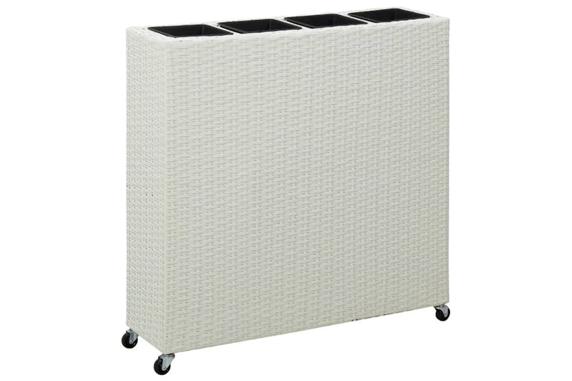 vidaXL 316374 Garden Raised Bed With 4 Pots 80x22x79cm Poly Rattan White vidaXL 316374 Garden Raised Bed With 4 Pots 80x22x79cm Poly Rattan White