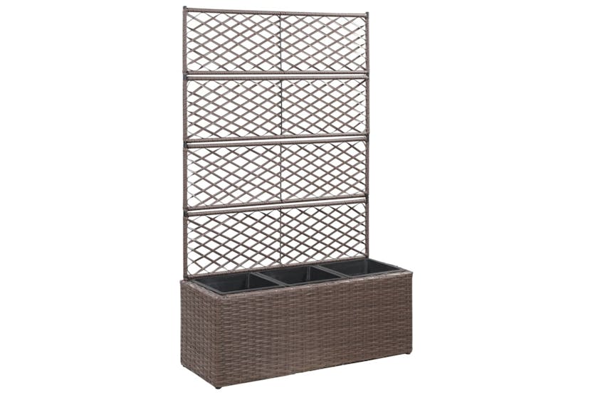 vidaXL 46938 Trellis Raised Bed With 3 Pots 83x30x130cm Poly Rattan Brown vidaXL 46938 Trellis Raised Bed With 3 Pots 83x30x130cm Poly Rattan Brown