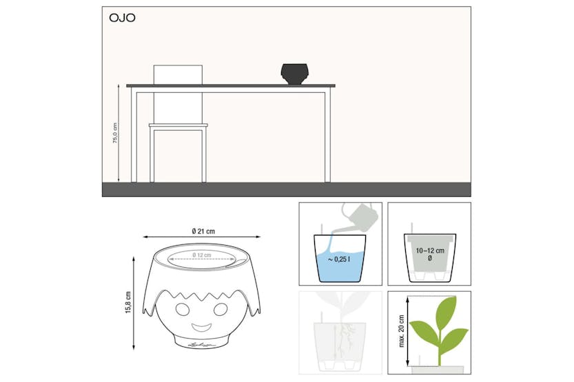 Lechuza 427370 Table Planter Ojo All-in-one Ruby Pink Lechuza 427370 Table Planter Ojo All-in-one Ruby Pink