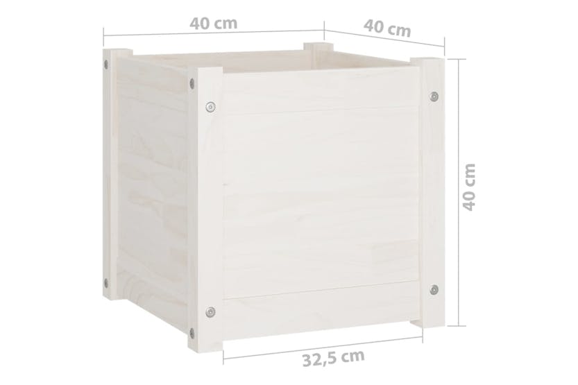 vidaXL 810537 Garden Planters 2 Pcs White 40x40x40cm Solid Pinewood vidaXL 810537 Garden Planters 2 Pcs White 40x40x40cm Solid Pinewood
