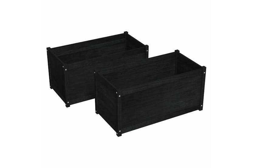 vidaXL 810733 Garden Planters 2 Pcs Black 100x50x50cm Solid Pinewood vidaXL 810733 Garden Planters 2 Pcs Black 100x50x50cm Solid Pinewood