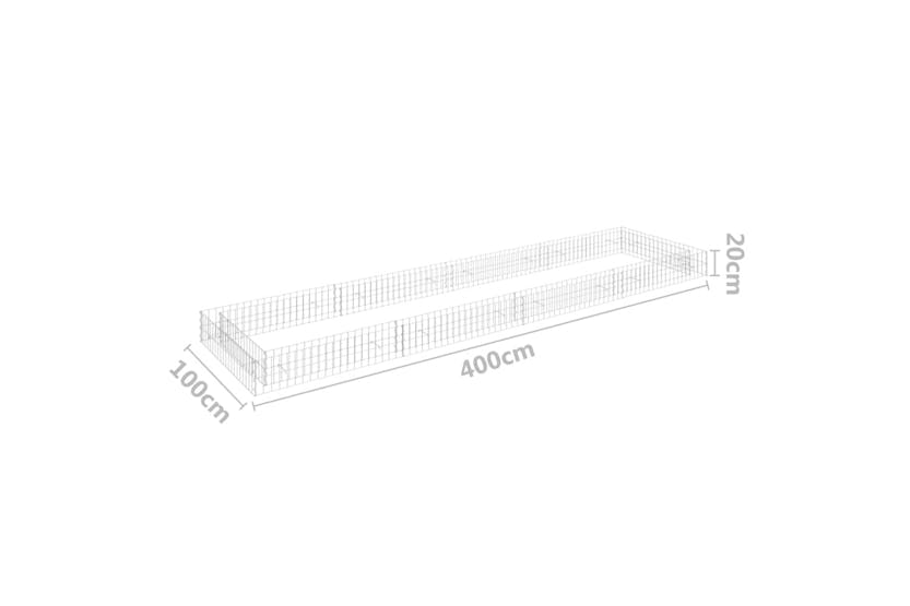 vidaXL 151314 Gabion Raised Bed Galvanised Steel 400x100x20cm vidaXL 151314 Gabion Raised Bed Galvanised Steel 400x100x20cm