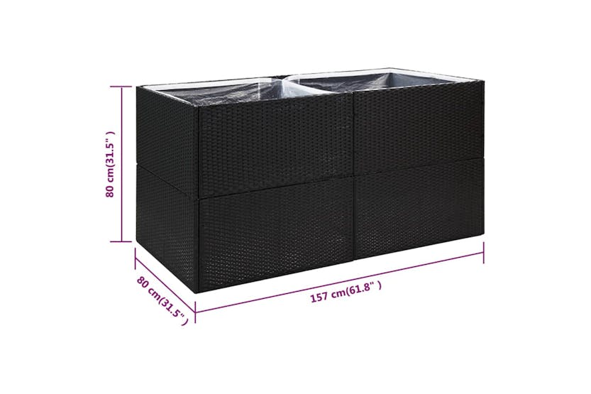vidaXL 319174 Garden Planter Black 157x80x80cm Poly Rattan vidaXL 319174 Garden Planter Black 157x80x80cm Poly Rattan