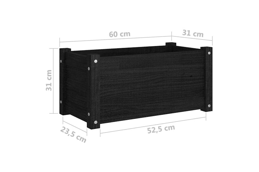 vidaXL 810713 Garden Planters 2 Pcs Black 60x31x31cm Solid Pinewood vidaXL 810713 Garden Planters 2 Pcs Black 60x31x31cm Solid Pinewood