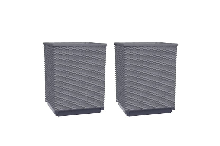 vidaXL 364180 Planters 2 Pcs Dark Grey 30x30x37cm Polypropylene vidaXL 364180 Planters 2 Pcs Dark Grey 30x30x37cm Polypropylene