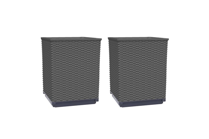 vidaXL 364182 Planters 2 Pcs Black 30x30x37cm Polypropylene vidaXL 364182 Planters 2 Pcs Black 30x30x37cm Polypropylene