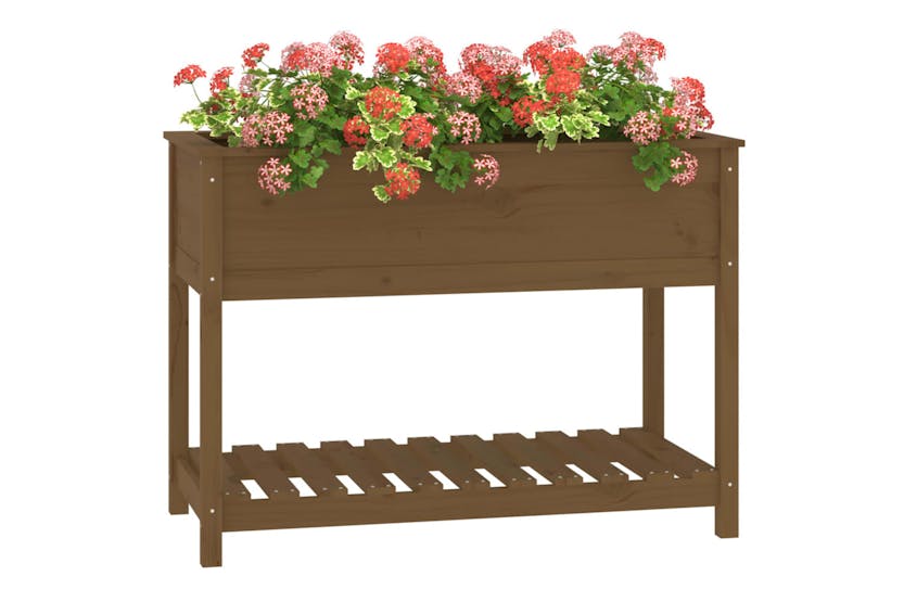 vidaXL 823790 Planter With Shelf Honey Brown 111.5x54x81cm Solid Wood Pine vidaXL 823790 Planter With Shelf Honey Brown 111.5x54x81cm Solid Wood Pine