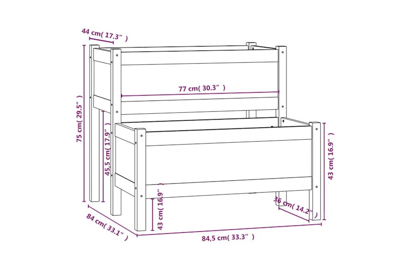 vidaXL 822259 Planter Grey 84.5x84x75cm Solid Wood Pine vidaXL 822259 Planter Grey 84.5x84x75cm Solid Wood Pine