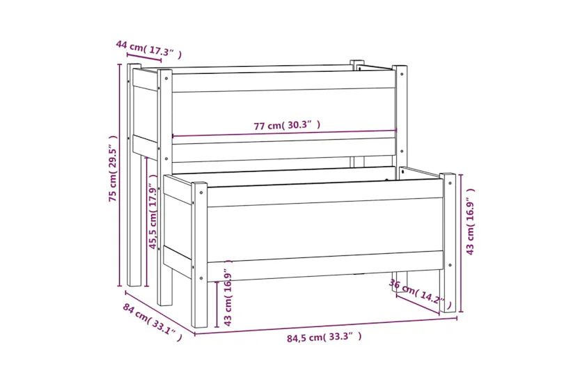 vidaXL 822257 Planter 84.5x84x75cm Solid Wood Pine vidaXL 822257 Planter 84.5x84x75cm Solid Wood Pine