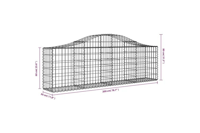 vidaXL 3145390 Arched Gabion Baskets 4 Pcs 200x30x60/80cm Galvanised Iron vidaXL 3145390 Arched Gabion Baskets 4 Pcs 200x30x60/80cm Galvanised Iron