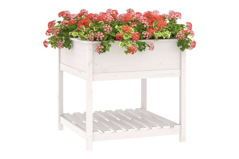 vidaXL 823795 Planter With Shelf White 82.5x82.5x81cm Solid Wood Pine vidaXL 823795 Planter With Shelf White 82.5x82.5x81cm Solid Wood Pine