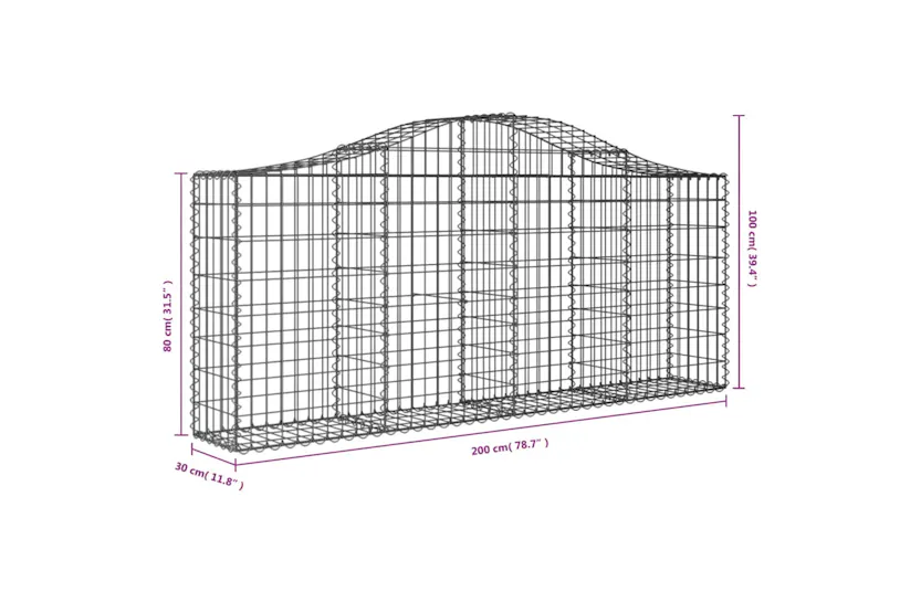 vidaXL 3145422 Arched Gabion Baskets 15 Pcs 200x30x80/100cm Galvanised Iron vidaXL 3145422 Arched Gabion Baskets 15 Pcs 200x30x80/100cm Galvanised Iron
