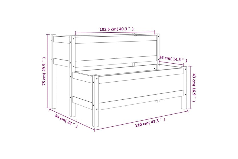 vidaXL 822264 Planter Grey 110x84x75cm Solid Wood Pine vidaXL 822264 Planter Grey 110x84x75cm Solid Wood Pine