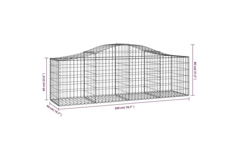 vidaXL 3145600 Arched Gabion Baskets 4 Pcs 200x50x60/80cm Galvanised Iron vidaXL 3145600 Arched Gabion Baskets 4 Pcs 200x50x60/80cm Galvanised Iron