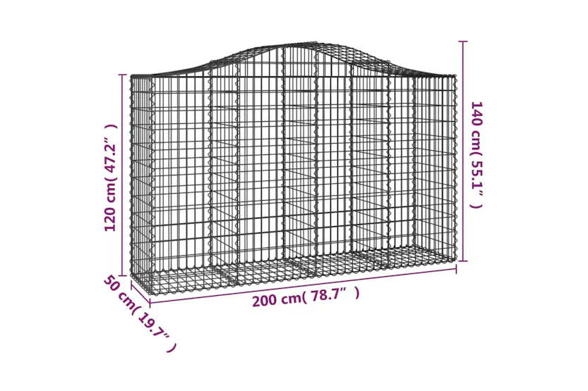 vidaXL 3145667 Arched Gabion Baskets 8 Pcs 200x50x120/140cm Galvanised Iron vidaXL 3145667 Arched Gabion Baskets 8 Pcs 200x50x120/140cm Galvanised Iron