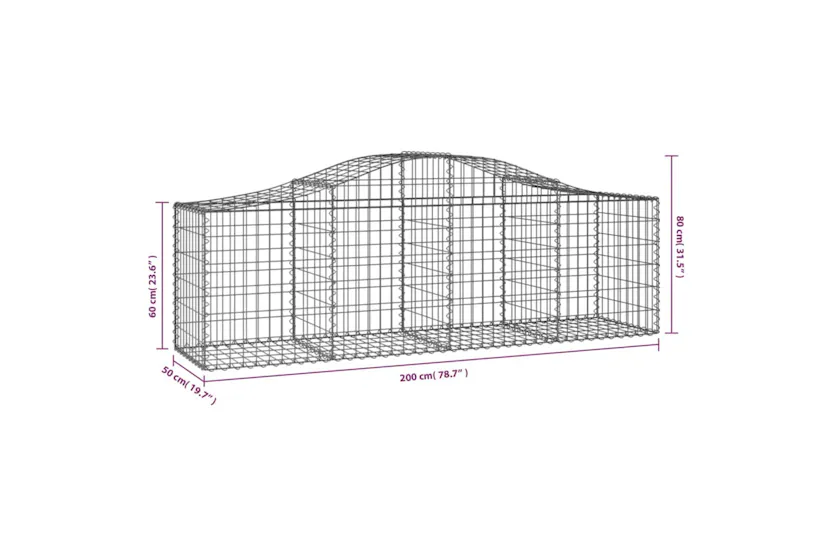 vidaXL 3145608 Arched Gabion Baskets 12 Pcs 200x50x60/80cm Galvanised Iron vidaXL 3145608 Arched Gabion Baskets 12 Pcs 200x50x60/80cm Galvanised Iron