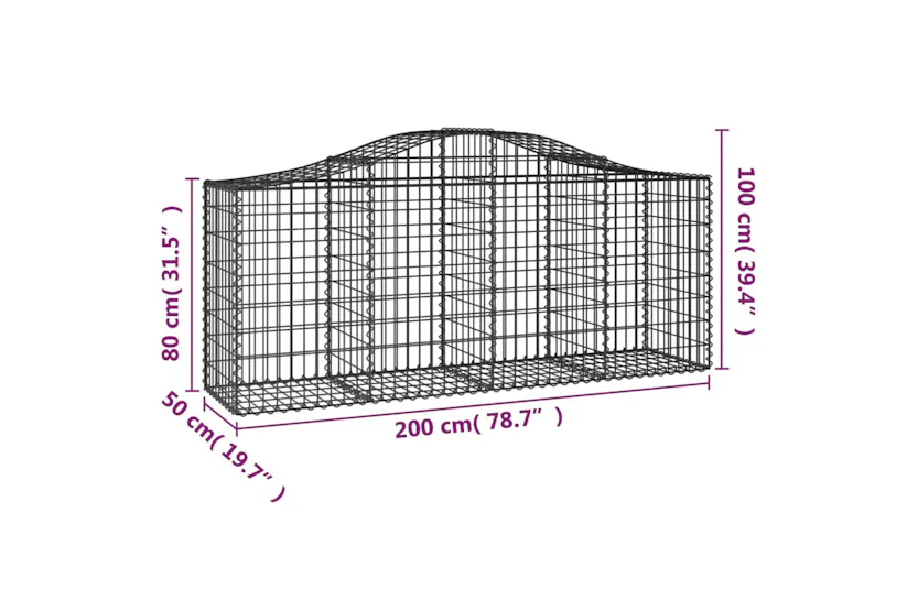 vidaXL 3145619 Arched Gabion Baskets 2 Pcs 200x50x80/100cm Galvanised Iron vidaXL 3145619 Arched Gabion Baskets 2 Pcs 200x50x80/100cm Galvanised Iron