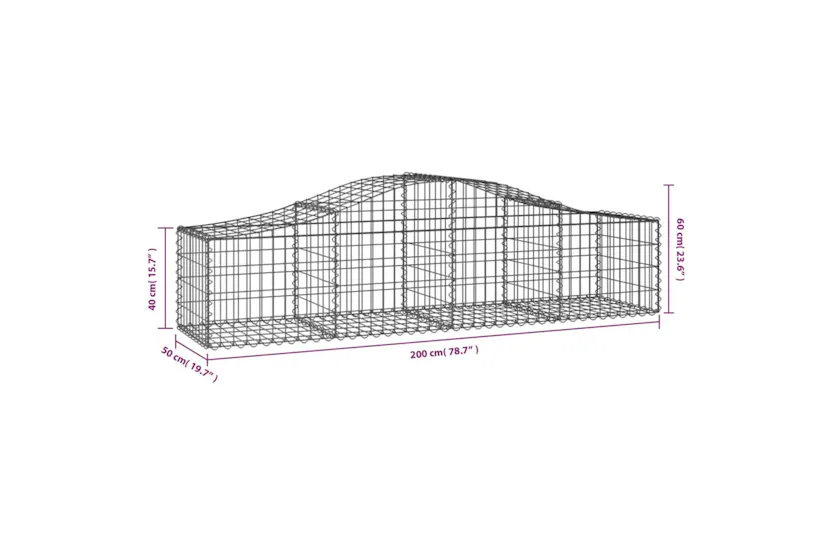 vidaXL 3145577 Arched Gabion Baskets 2 Pcs 200x50x40/60cm Galvanised Iron vidaXL 3145577 Arched Gabion Baskets 2 Pcs 200x50x40/60cm Galvanised Iron