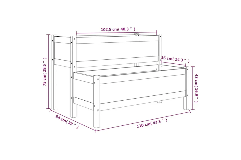 vidaXL 822263 Planter White 110x84x75cm Solid Wood Pine vidaXL 822263 Planter White 110x84x75cm Solid Wood Pine