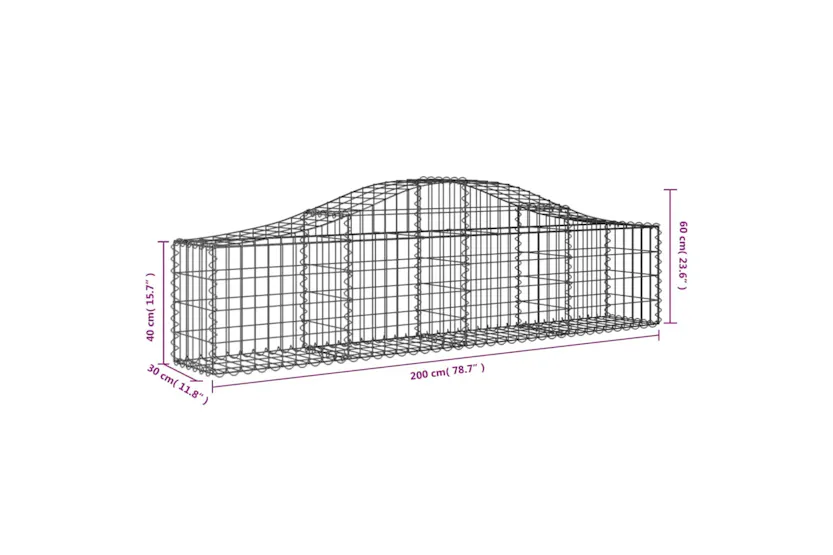 vidaXL 3145369 Arched Gabion Baskets 4 Pcs 200x30x40/60cm Galvanised Iron vidaXL 3145369 Arched Gabion Baskets 4 Pcs 200x30x40/60cm Galvanised Iron