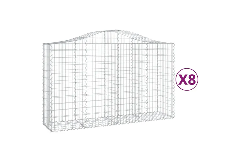 vidaXL 3145667 Arched Gabion Baskets 8 Pcs 200x50x120/140cm Galvanised Iron vidaXL 3145667 Arched Gabion Baskets 8 Pcs 200x50x120/140cm Galvanised Iron