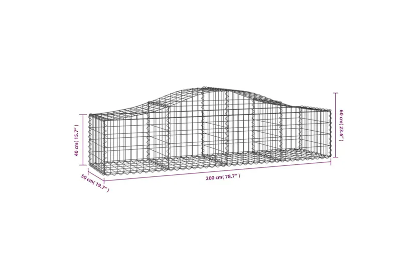 vidaXL 3145578 Arched Gabion Baskets 3 Pcs 200x50x40/60cm Galvanised Iron vidaXL 3145578 Arched Gabion Baskets 3 Pcs 200x50x40/60cm Galvanised Iron
