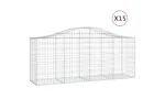 vidaXL 3145632 Arched Gabion Baskets 15 Pcs 200x50x80/100cm Galvanised Iron vidaXL 3145632 Arched Gabion Baskets 15 Pcs 200x50x80/100cm Galvanised Iron