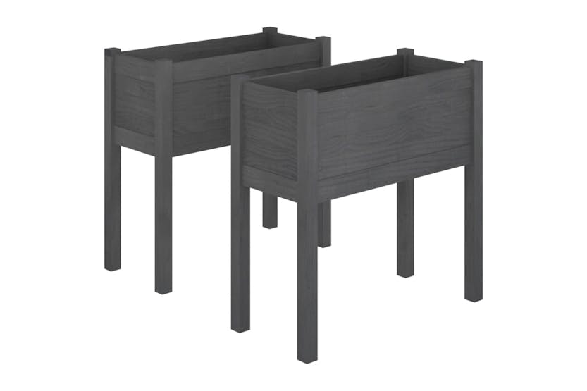 vidaXL 810824 Garden Planters 2 Pcs Grey 70x31x70cm Solid Pinewood vidaXL 810824 Garden Planters 2 Pcs Grey 70x31x70cm Solid Pinewood