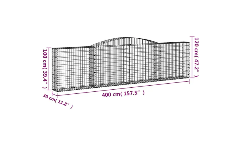 vidaXL 3146873 Arched Gabion Baskets 9 Pcs 400x30x100/120cm Galvanised Iron vidaXL 3146873 Arched Gabion Baskets 9 Pcs 400x30x100/120cm Galvanised Iron