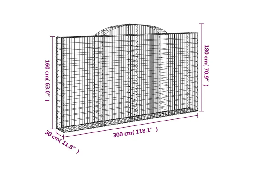 vidaXL 3146575 Arched Gabion Baskets 2 Pcs 300x30x160/180cm Galvanised Iron vidaXL 3146575 Arched Gabion Baskets 2 Pcs 300x30x160/180cm Galvanised Iron