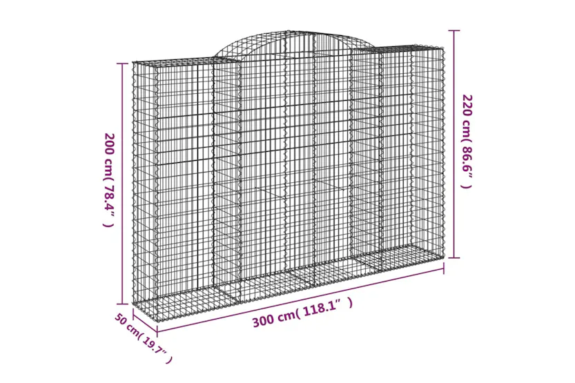 vidaXL 3146791 Arched Gabion Baskets 2 Pcs 300x50x200/220cm Galvanised Iron vidaXL 3146791 Arched Gabion Baskets 2 Pcs 300x50x200/220cm Galvanised Iron