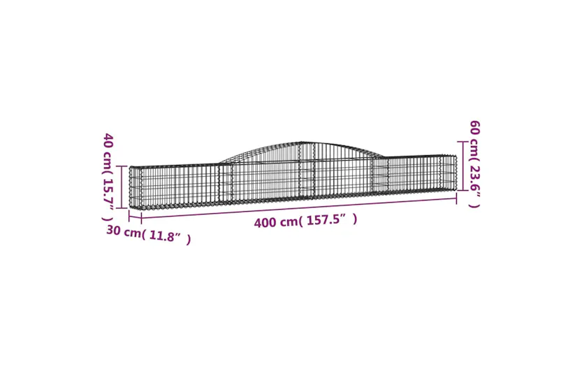 vidaXL 3146831 Arched Gabion Baskets 6 Pcs 400x30x40/60cm Galvanised Iron vidaXL 3146831 Arched Gabion Baskets 6 Pcs 400x30x40/60cm Galvanised Iron