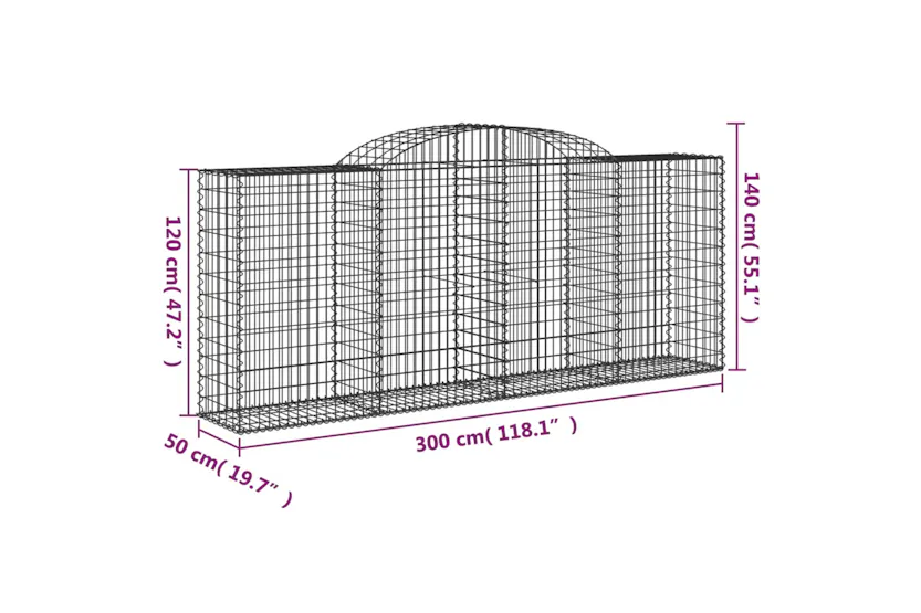 vidaXL 3146725 Arched Gabion Baskets 8 Pcs 300x50x120/140cm Galvanised Iron vidaXL 3146725 Arched Gabion Baskets 8 Pcs 300x50x120/140cm Galvanised Iron