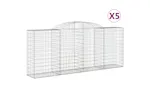 vidaXL 3146722 Arched Gabion Baskets 5 Pcs 300x50x120/140cm Galvanised Iron vidaXL 3146722 Arched Gabion Baskets 5 Pcs 300x50x120/140cm Galvanised Iron